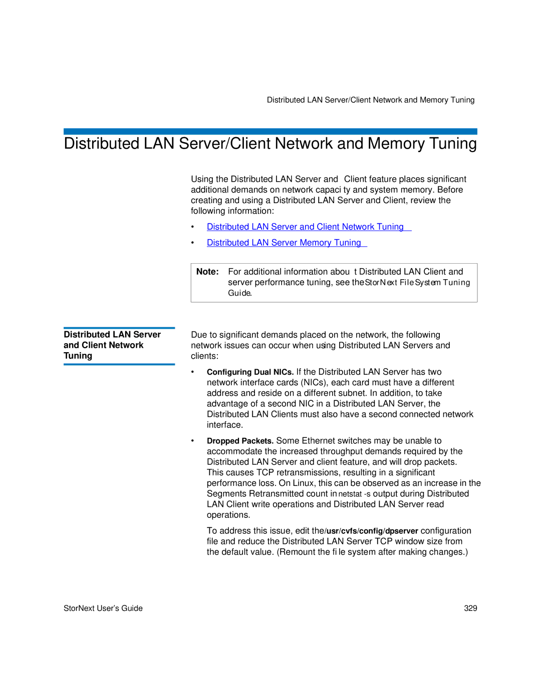 Quantum 6-01658-05 manual Distributed LAN Server/Client Network and Memory Tuning 