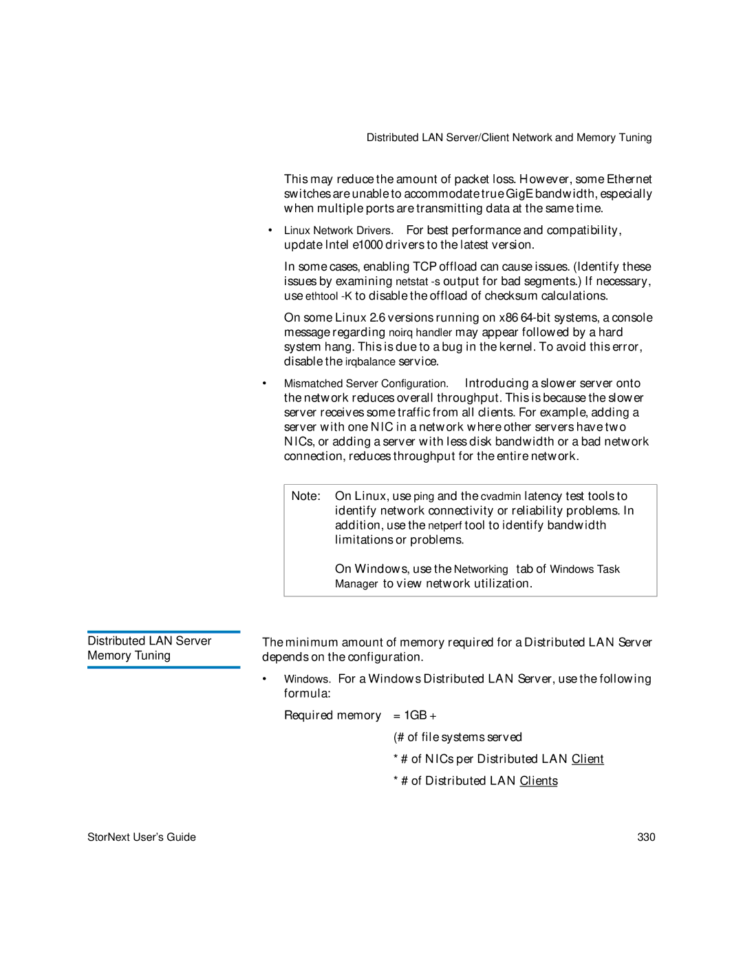 Quantum 6-01658-05 manual Distributed LAN Server Memory Tuning 