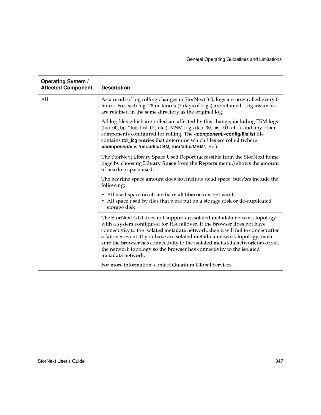 Quantum 6-01658-05 manual Nearline space used 