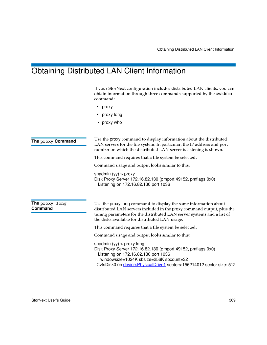 Quantum 6-01658-05 manual Obtaining Distributed LAN Client Information, Proxy Command 