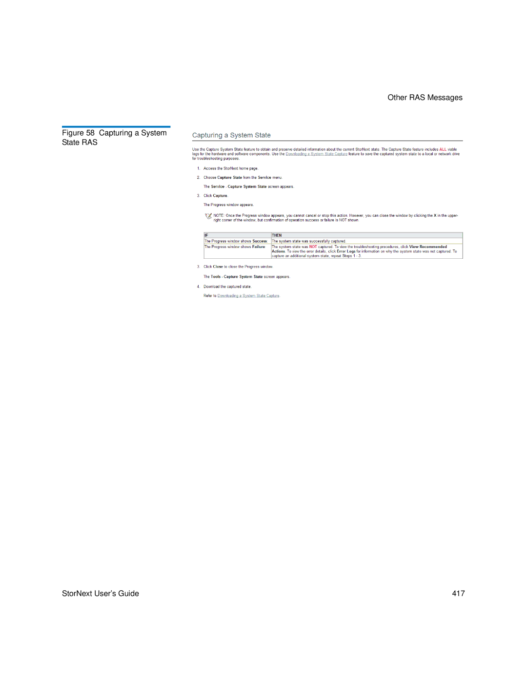 Quantum 6-01658-05 manual Capturing a System State RAS StorNext User’s Guide 417 