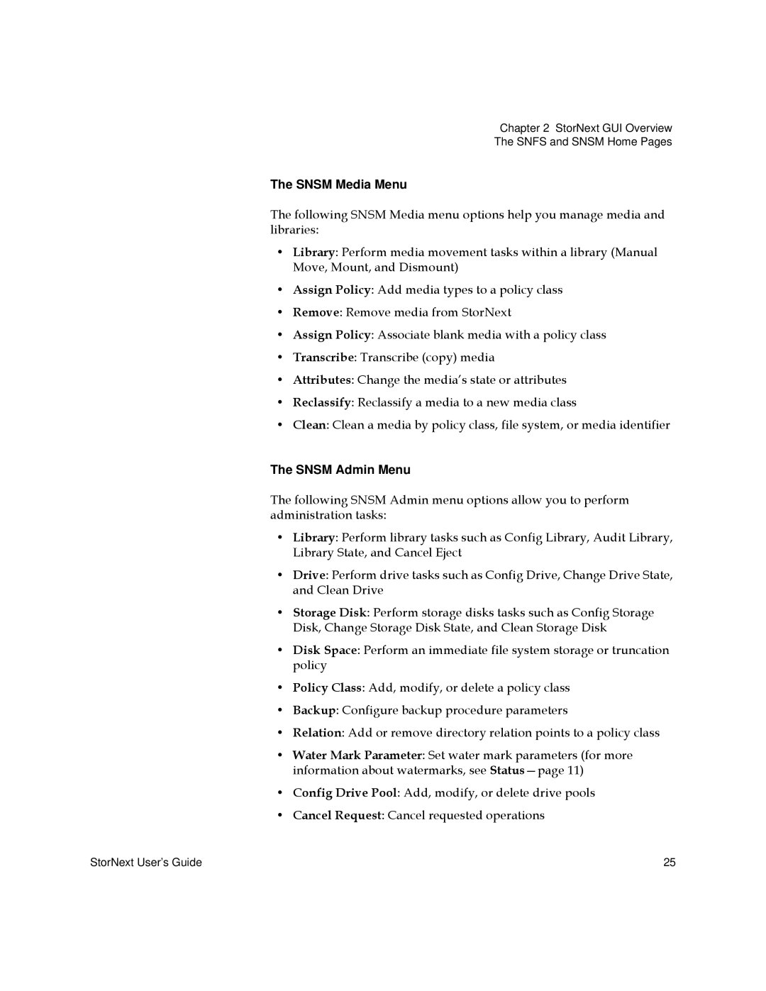 Quantum 6-01658-05 manual Snsm Media Menu, Snsm Admin Menu 