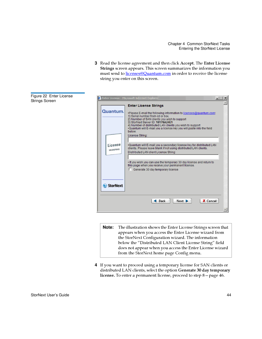 Quantum 6-01658-05 manual Enter License Strings Screen 