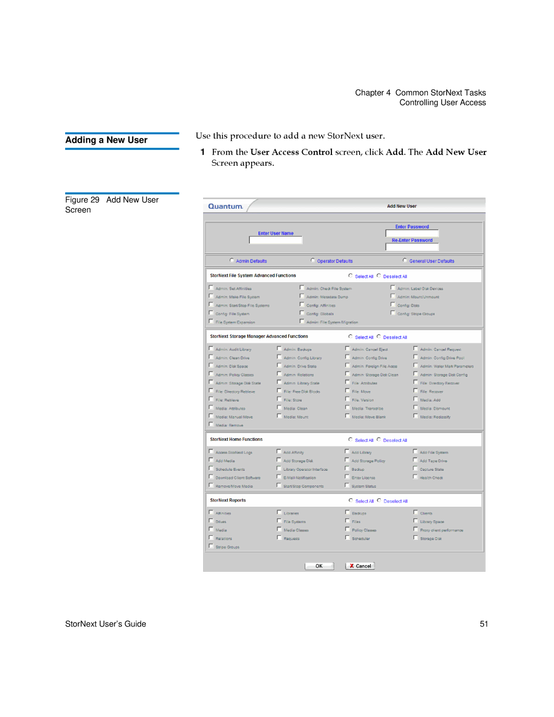 Quantum 6-01658-05 manual Adding a New User 