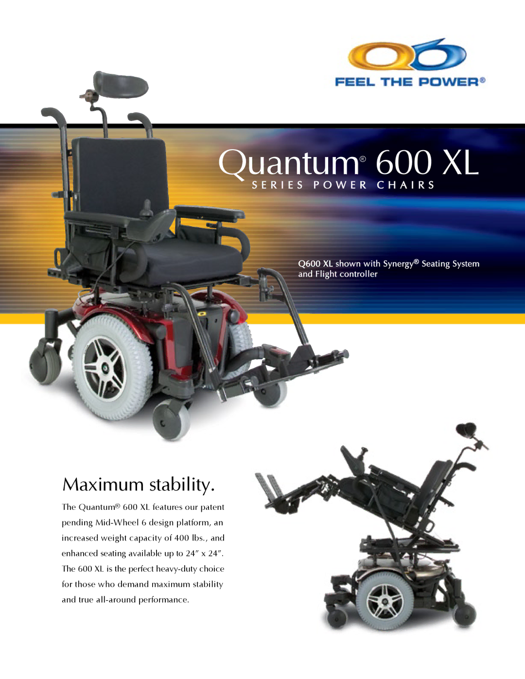 Quantum manual Quantum 600 XL, Maximum stability 