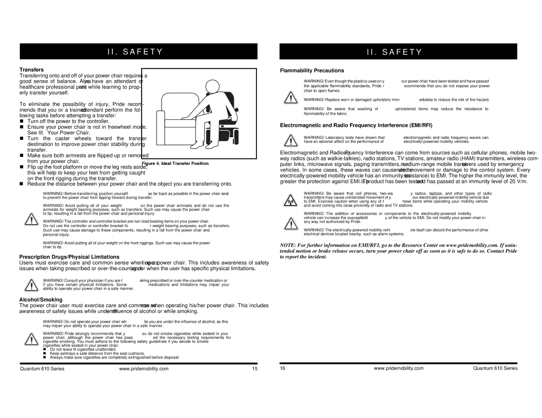 Quantum INFMANU2924, 610 manual Transfers, Prescription Drugs/Physical Limitations, Alcohol/Smoking 