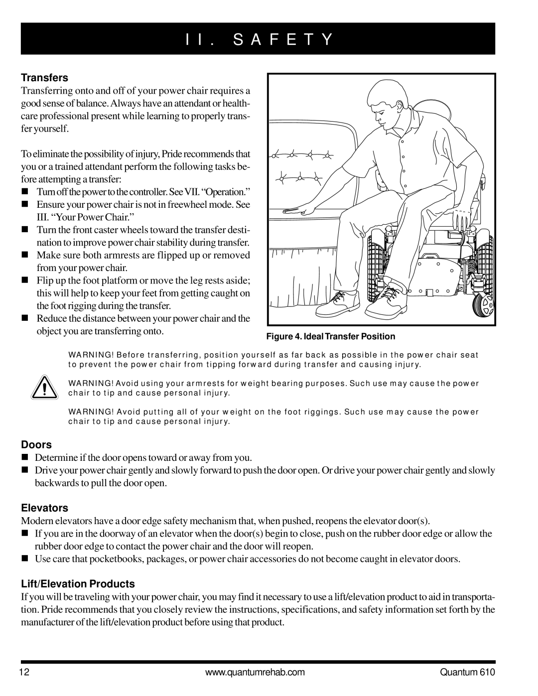 Quantum 610 owner manual Transfers, Doors, Elevators, Lift/Elevation Products 