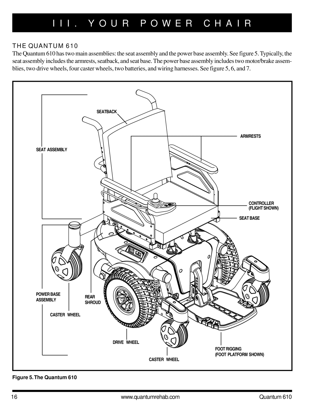 Quantum 610 owner manual I . Y O U R P O W E R C H a I R, Quantum 