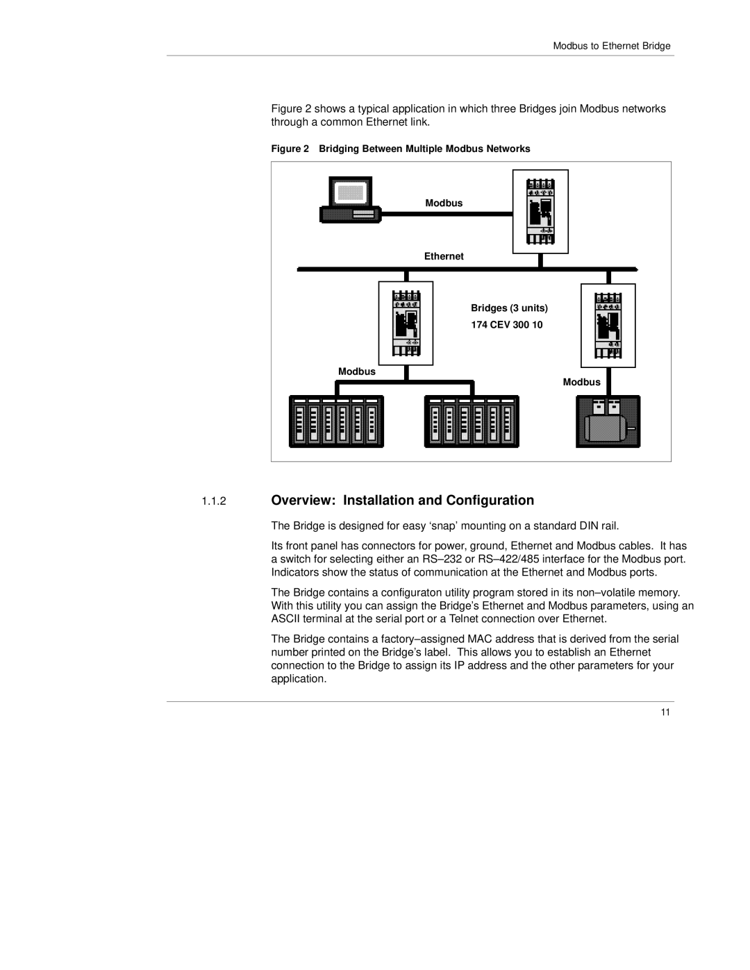 Quantum 890 USE 155 manual Overview Installation and Configuration, Bridging Between Multiple Modbus Networks Ethernet 