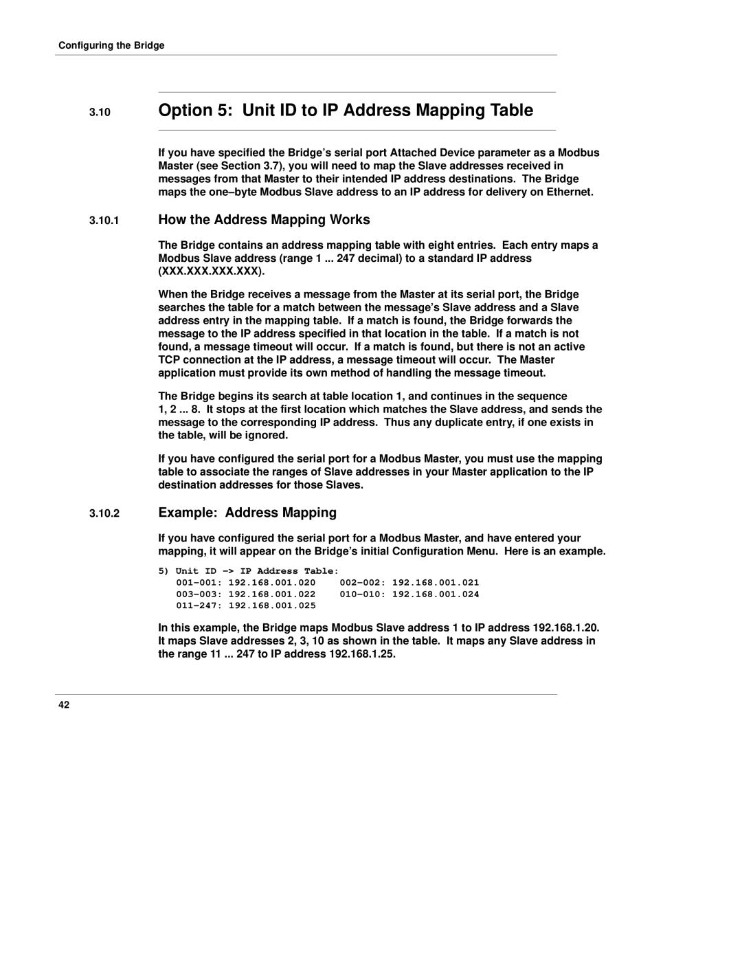 Quantum 890 USE 155 Option 5 Unit ID to IP Address Mapping Table, How the Address Mapping Works, Example Address Mapping 