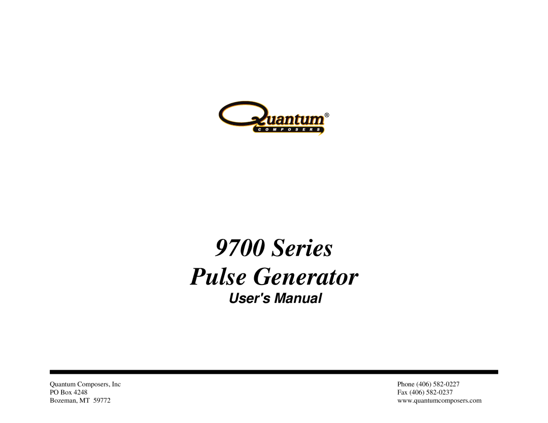 Quantum 9700 user manual Series Pulse Generator 