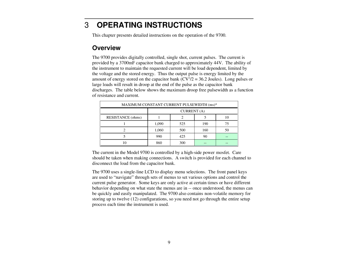 Quantum 9700 user manual Operating Instructions, Overview 