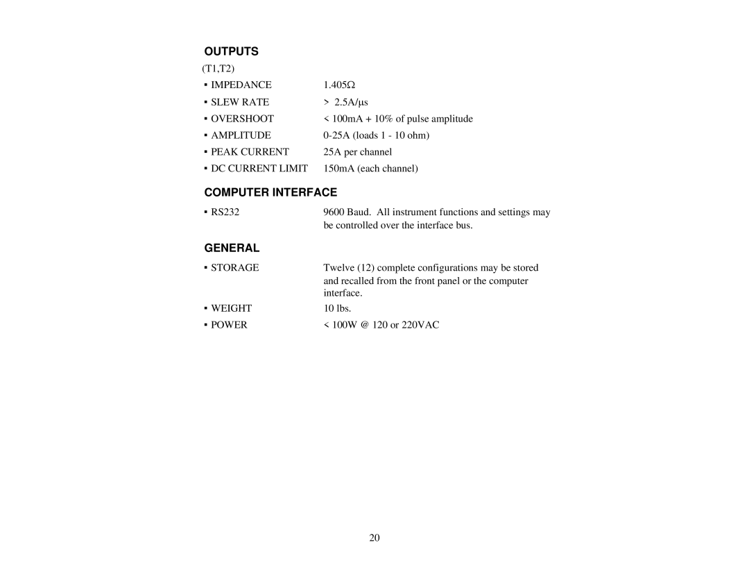 Quantum 9700 user manual Outputs 