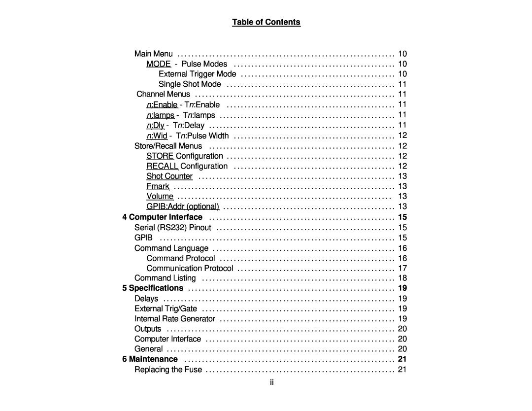 Quantum 9700 user manual Table of Contents, MODE - Pulse Modes 