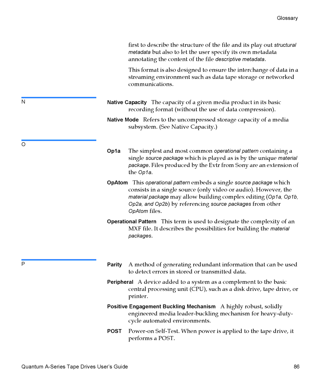 Quantum A-Series manual Glossary 