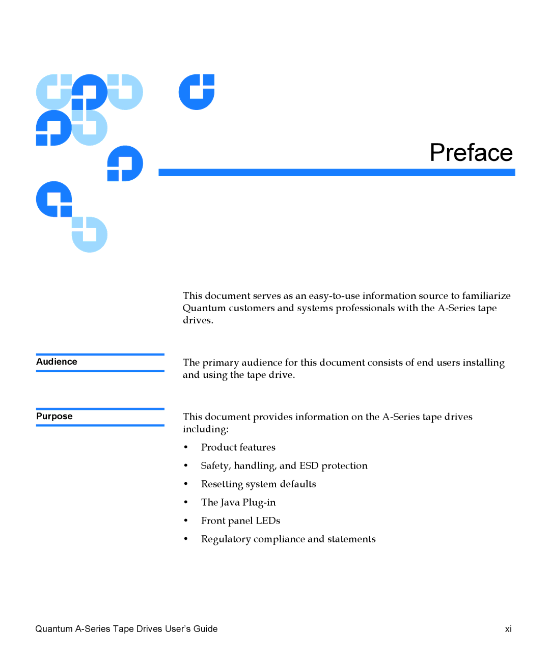 Quantum A-Series manual Preface 