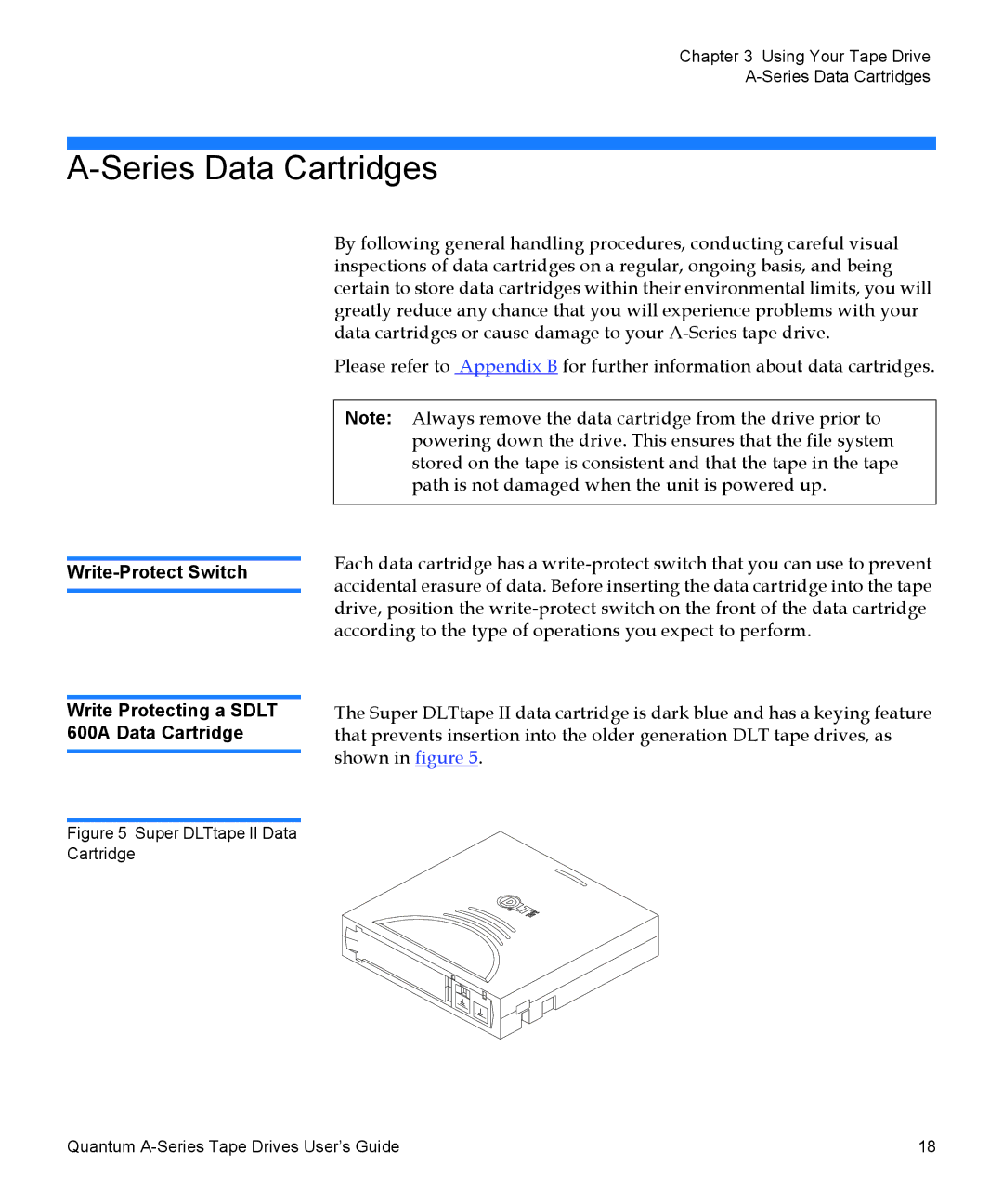 Quantum A-Series manual Series Data Cartridges, Super DLTtape II Data Cartridge 