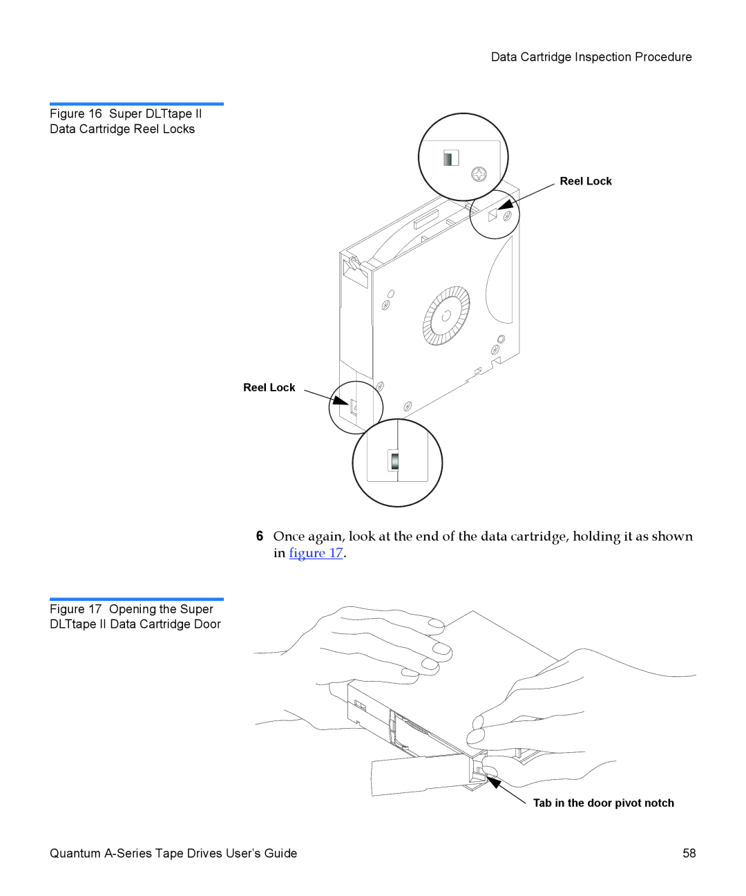 Quantum A-Series manual Super DLTtape Data Cartridge Reel Locks 