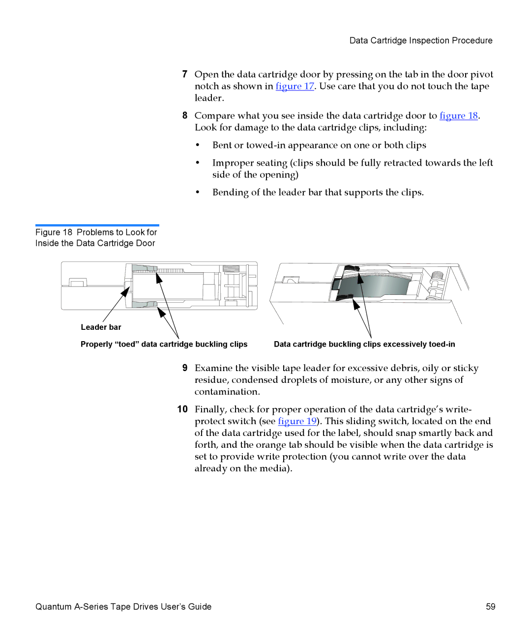 Quantum A-Series manual Problems to Look for Inside the Data Cartridge Door 