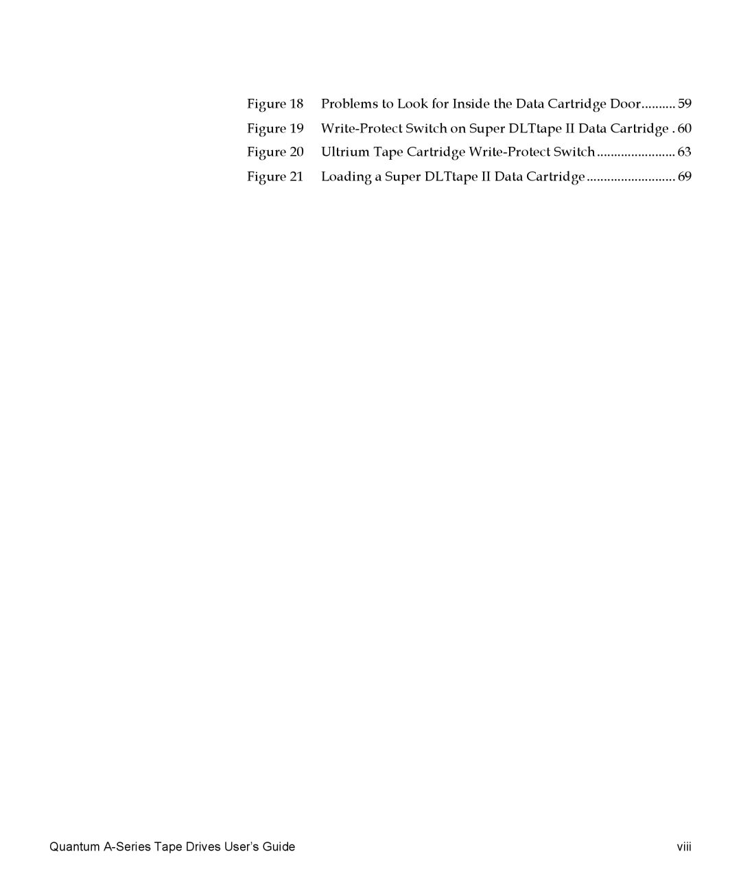 Quantum manual Quantum A-Series Tape Drives User’s Guide Viii 