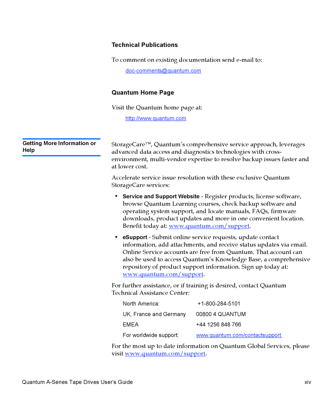 Quantum A-Series manual Technical Publications, Quantum Home Page 