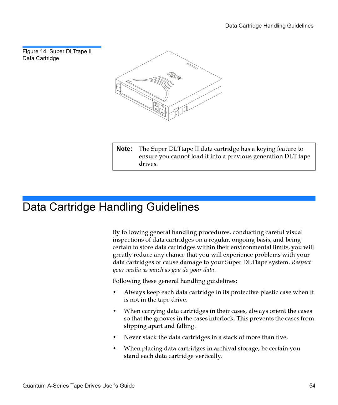 Quantum A-Series manual Data Cartridge Handling Guidelines 