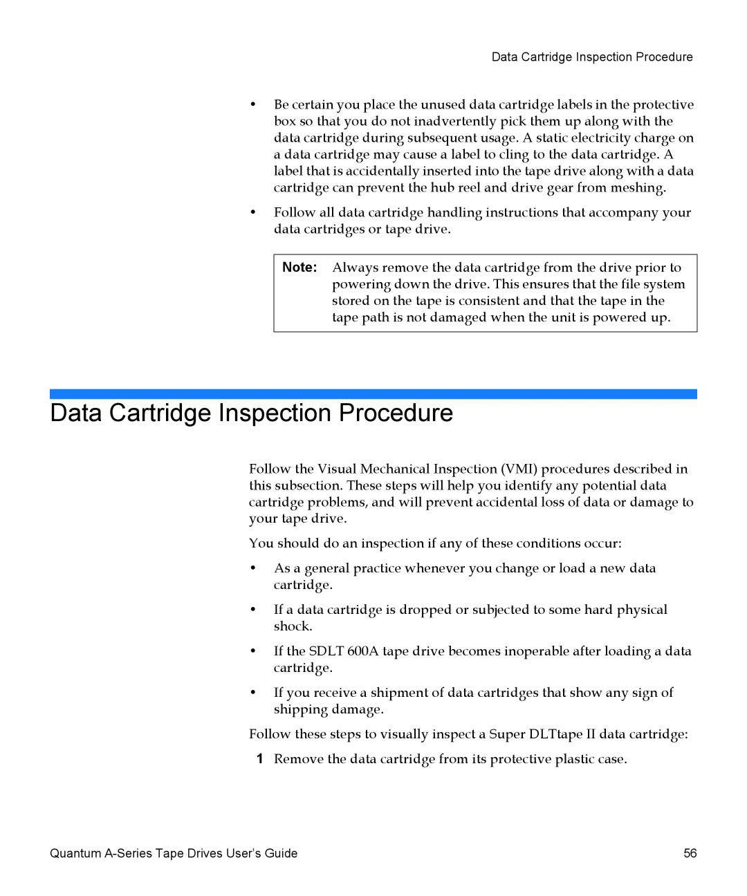 Quantum A-Series manual Data Cartridge Inspection Procedure 