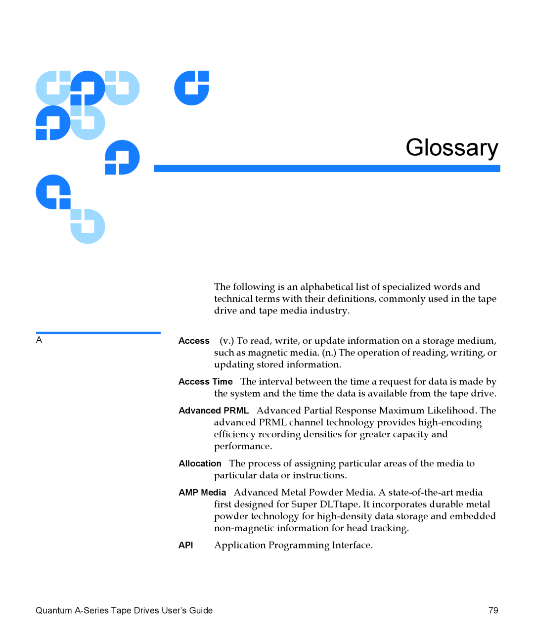 Quantum A-Series manual Glossary 