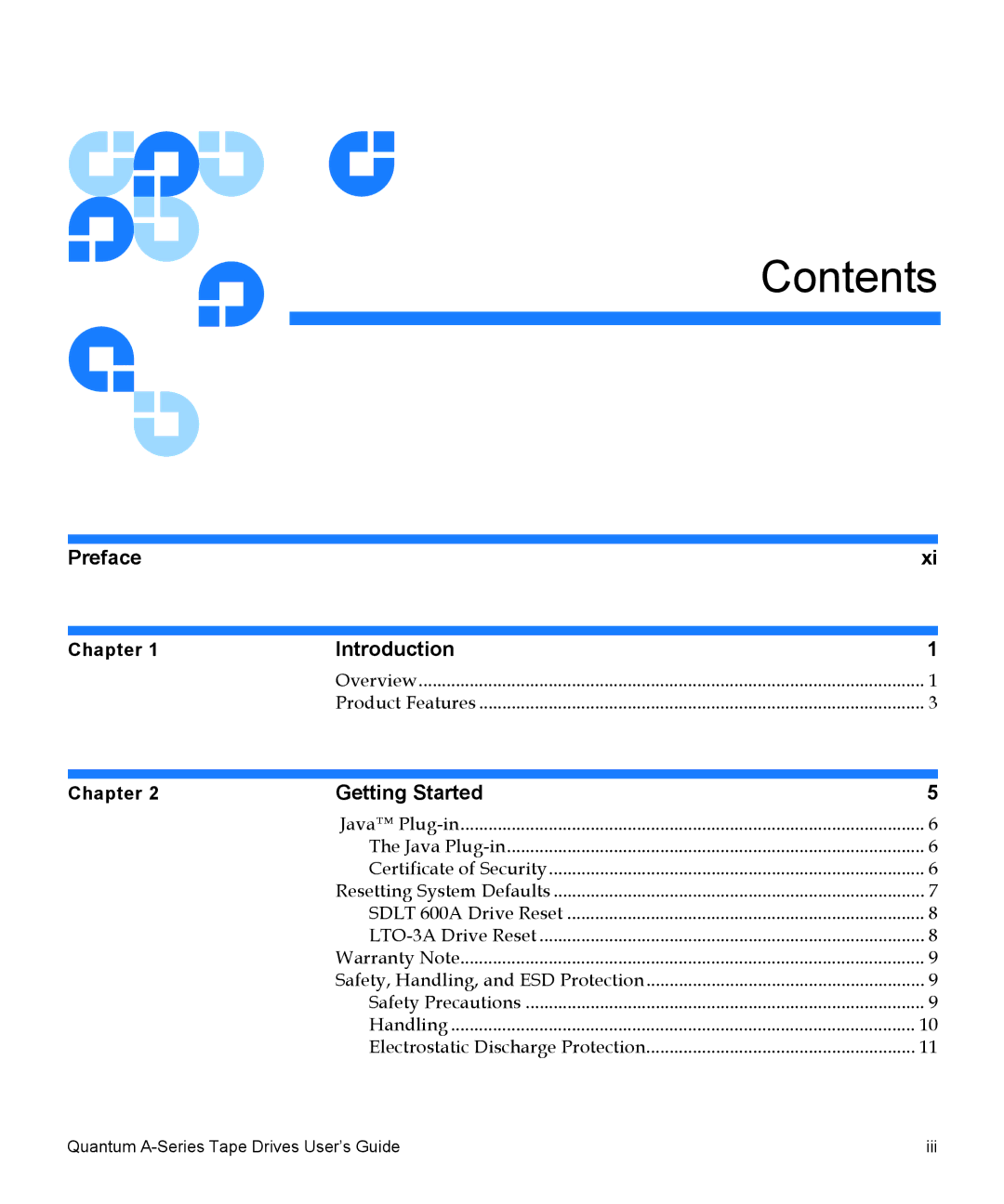 Quantum Audio A-Series manual Contents 