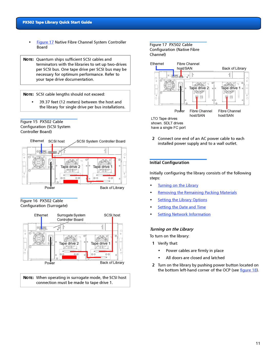 Quantum Audio PX502 quick start Initial Configuration, Turning on the Library 