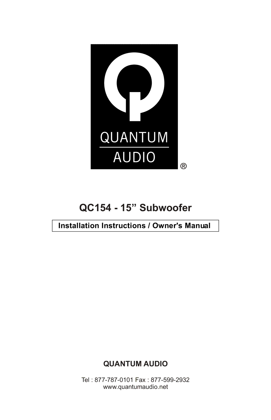 Quantum Audio installation instructions QC154 15 Subwoofer 