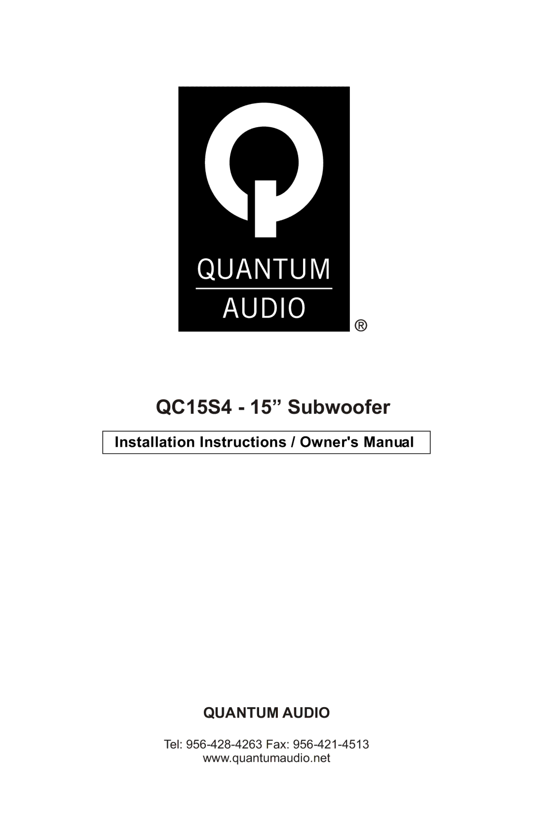 Quantum Audio installation instructions QC15S4 15 Subwoofer 