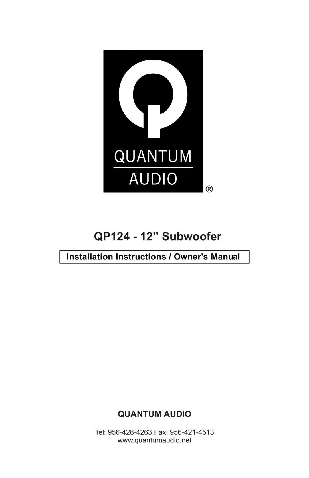 Quantum Audio installation instructions QP124 12 Subwoofer 