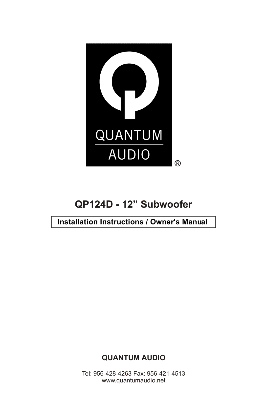 Quantum Audio installation instructions QP124D 12 Subwoofer 