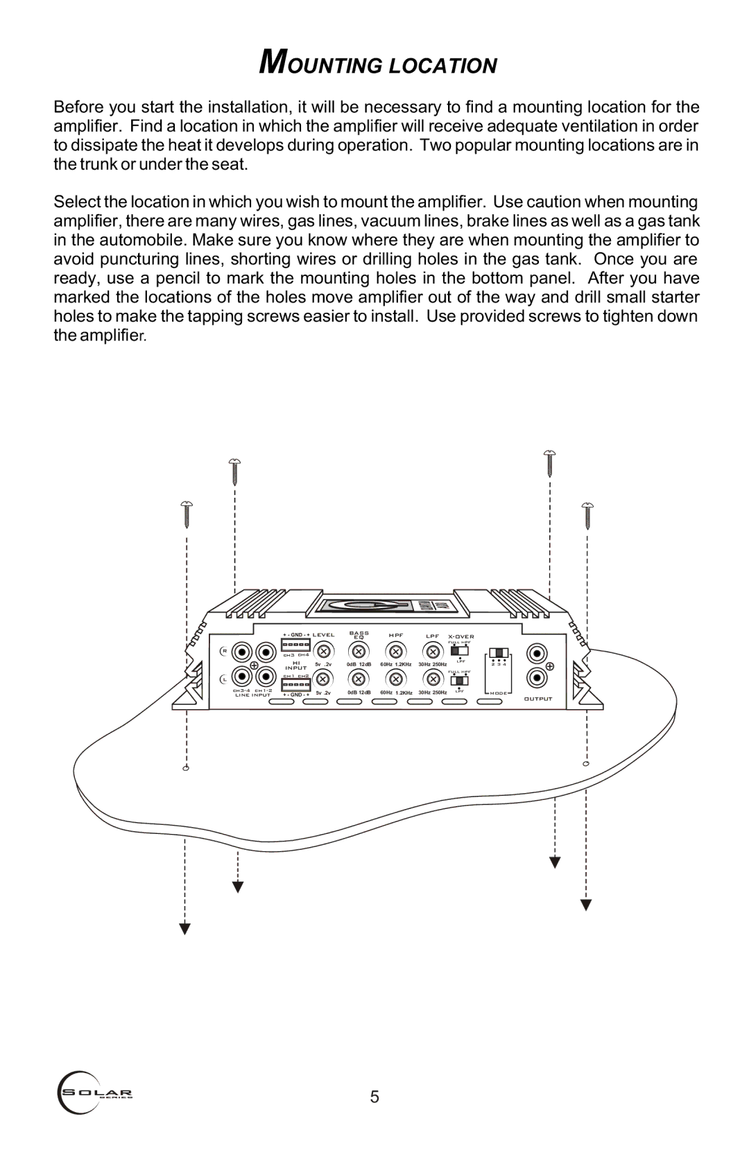 Quantum Audio QS4150, QS2150, QS1500D, QS4250, QS2250 installation instructions Mounting Location 