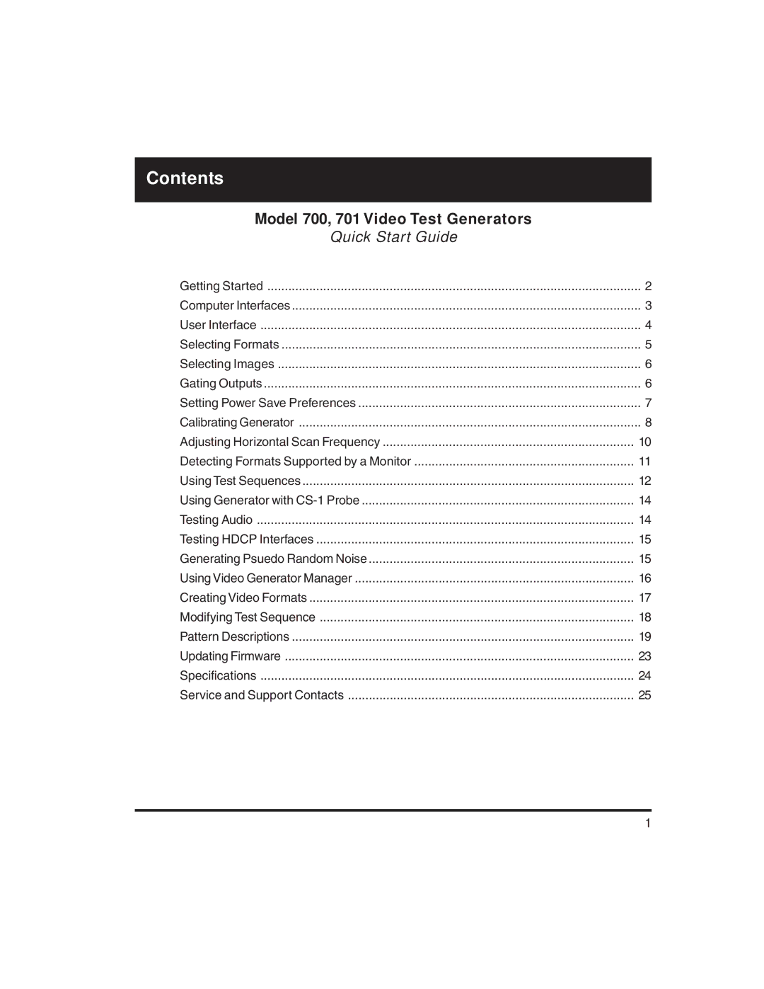 Quantum Data 700, 701 quick start Contents 