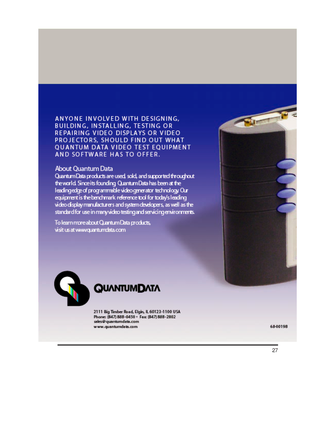 Quantum Data 700 Series manual 