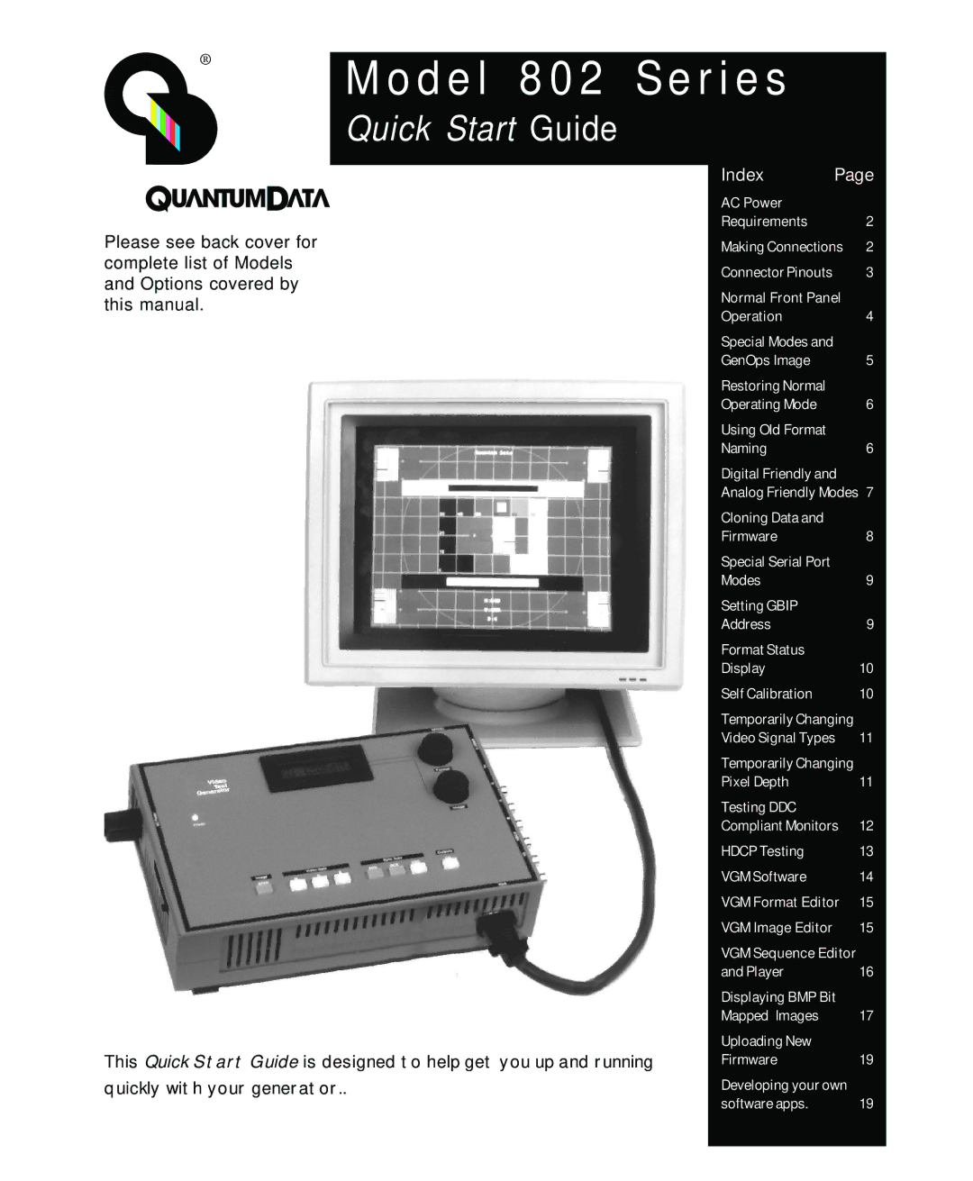 Quantum Data quick start Model 802 Series 