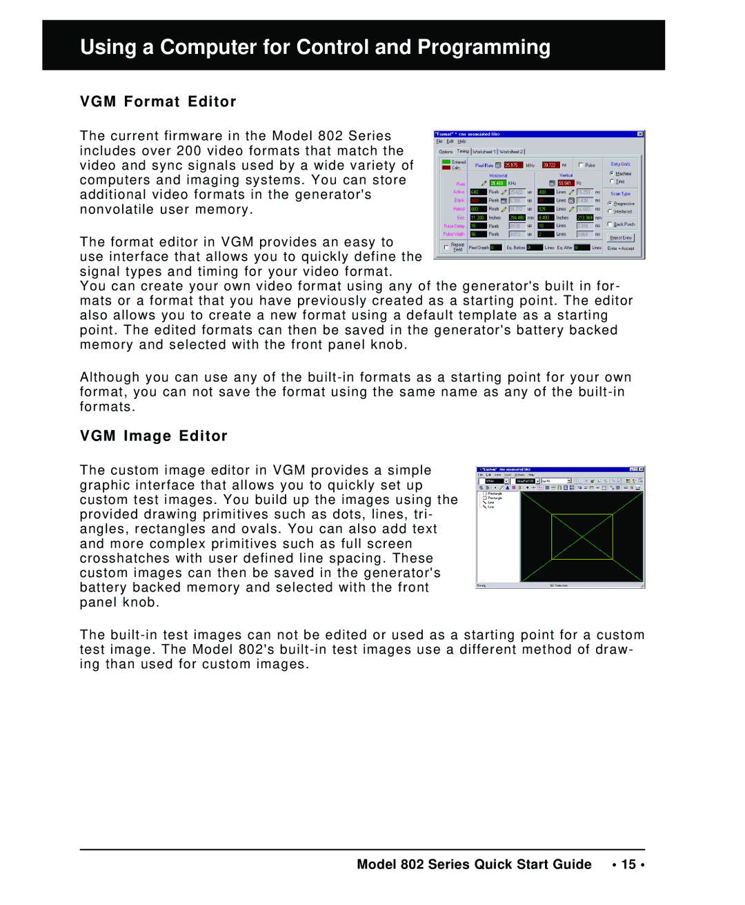 Quantum Data 802 quick start VGM Format Editor, VGM Image Editor 