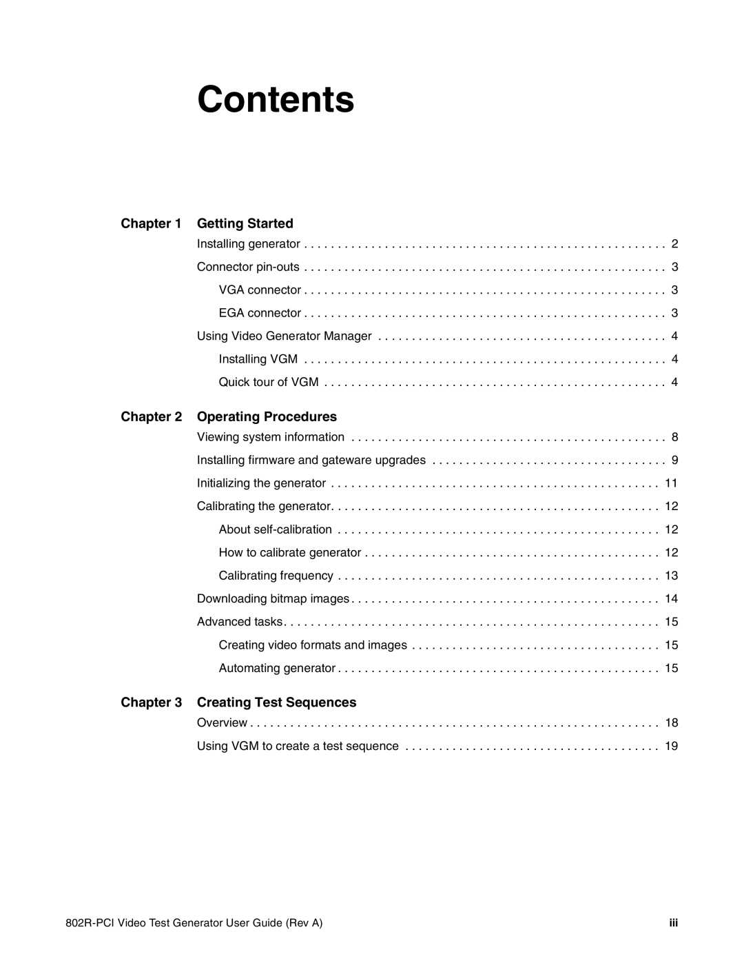 Quantum Data 802R-PCI manual Contents 