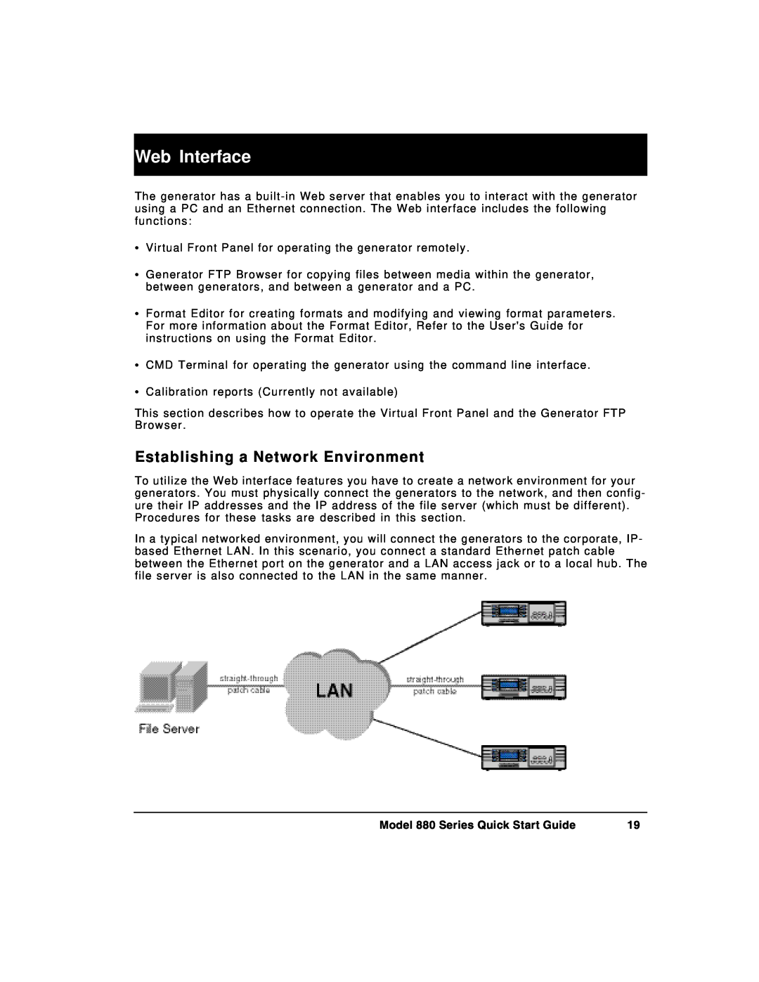 Quantum Data quick start Web Interface, Establishing a Network Environment, Model 880 Series Quick Start Guide 