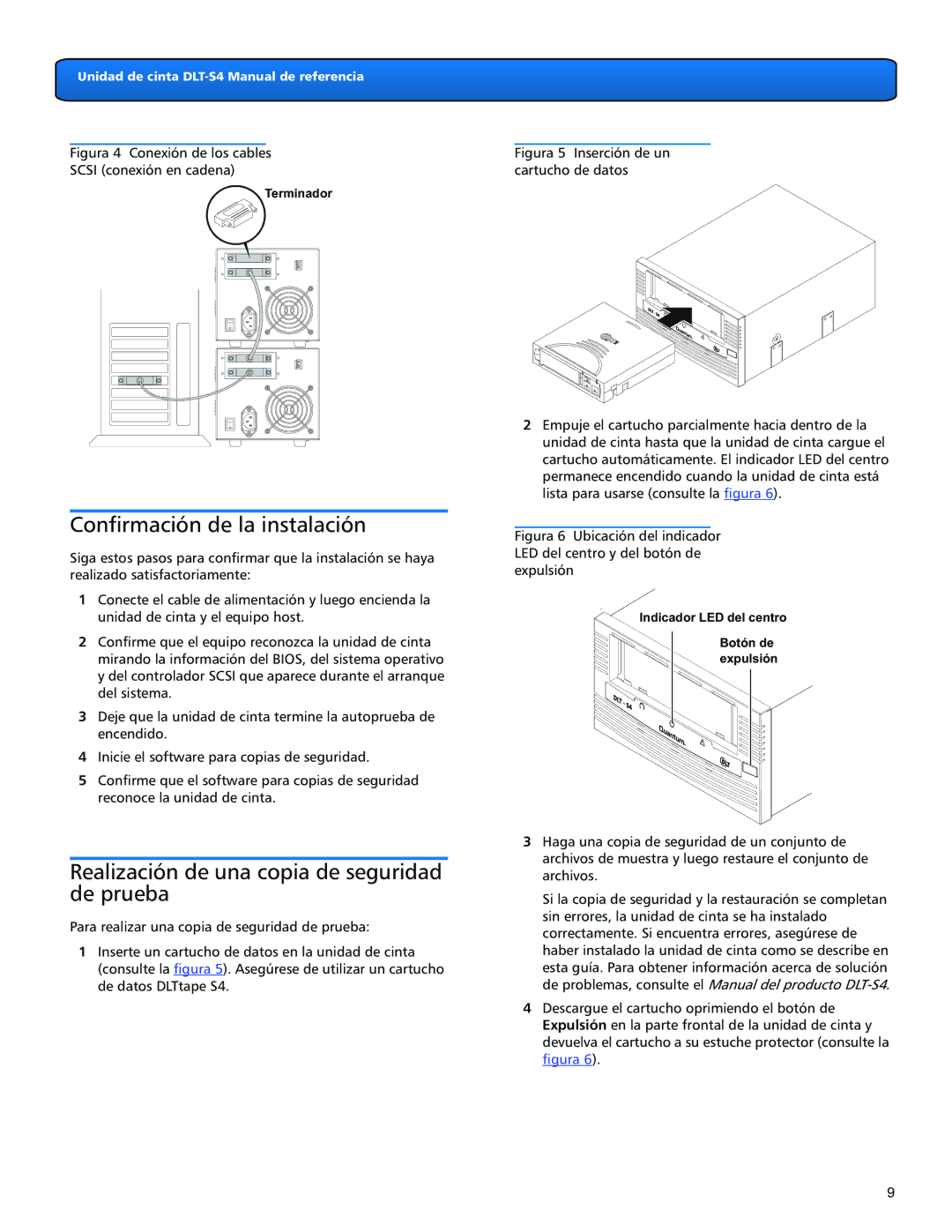 Quantum DLT-S4 quick start Confirmación de la instalación, De prueba 