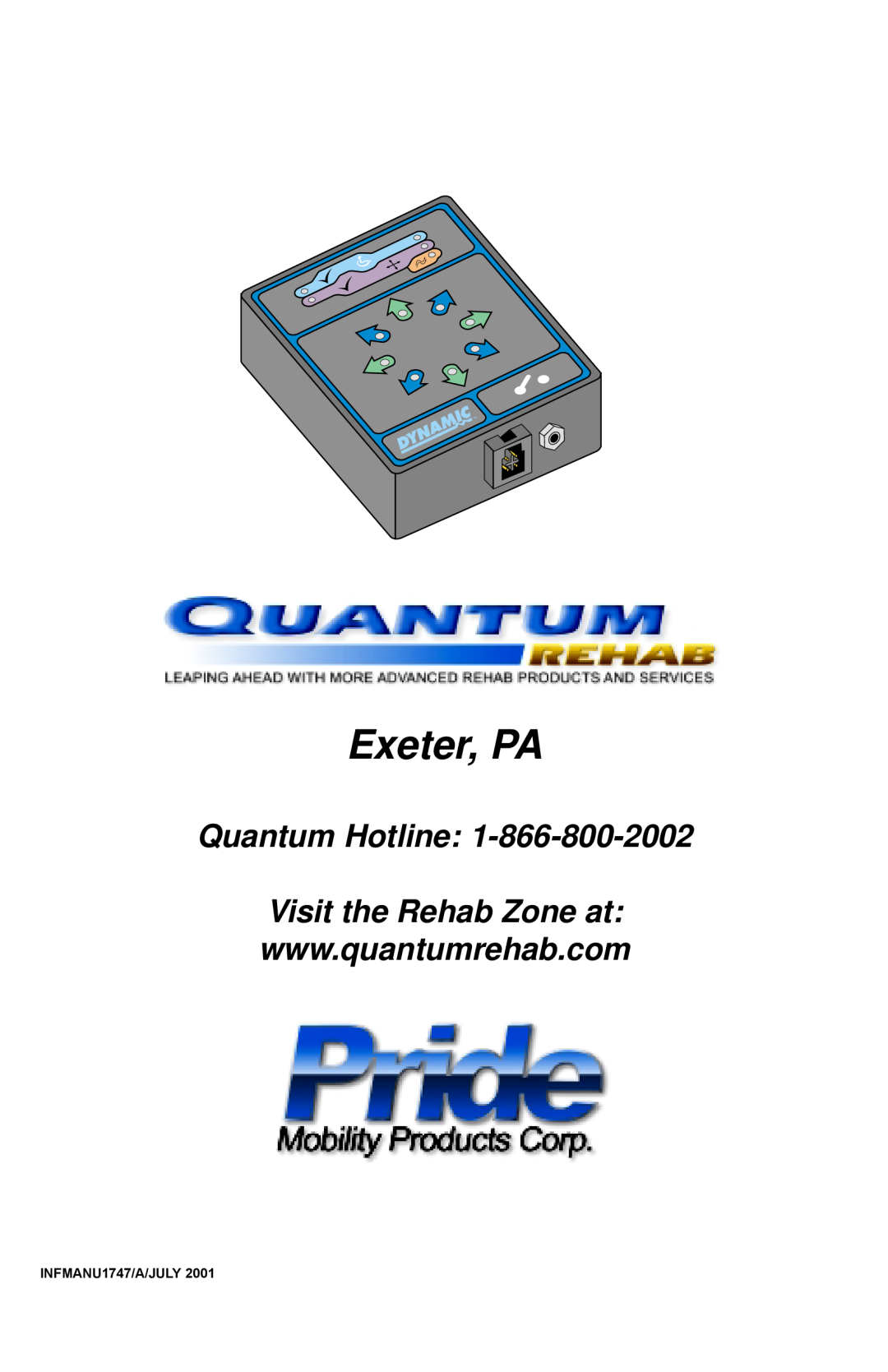 Quantum manual Exeter, PA, Quantum Hotline Visit the Rehab Zone at, Basic Operation Instructions, DX Scanner 
