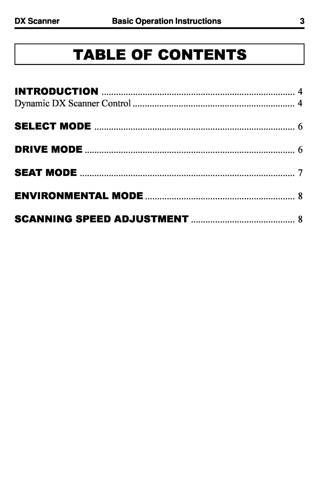 Quantum manual Table Of Contents, Introduction, DX Scanner, Basic Operation Instructions 