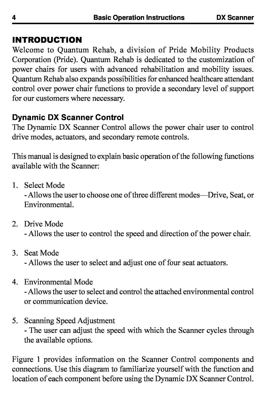 Quantum manual Dynamic DX Scanner Control, Introduction, Select Mode 