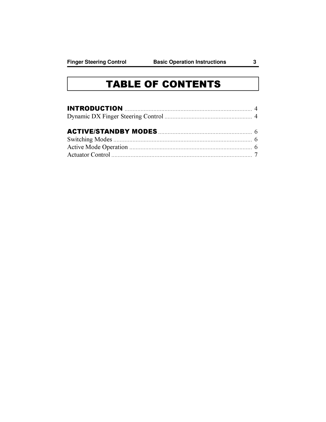 Quantum Dynamic DX manual Table of Contents 