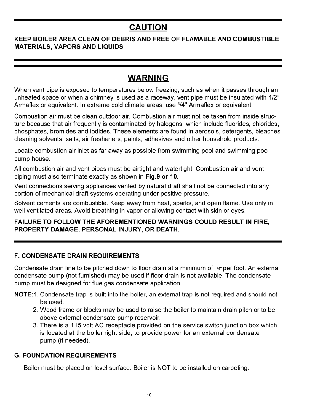 Quantum GAS-FIRED BOILERS installation instructions Foundation Requirements 