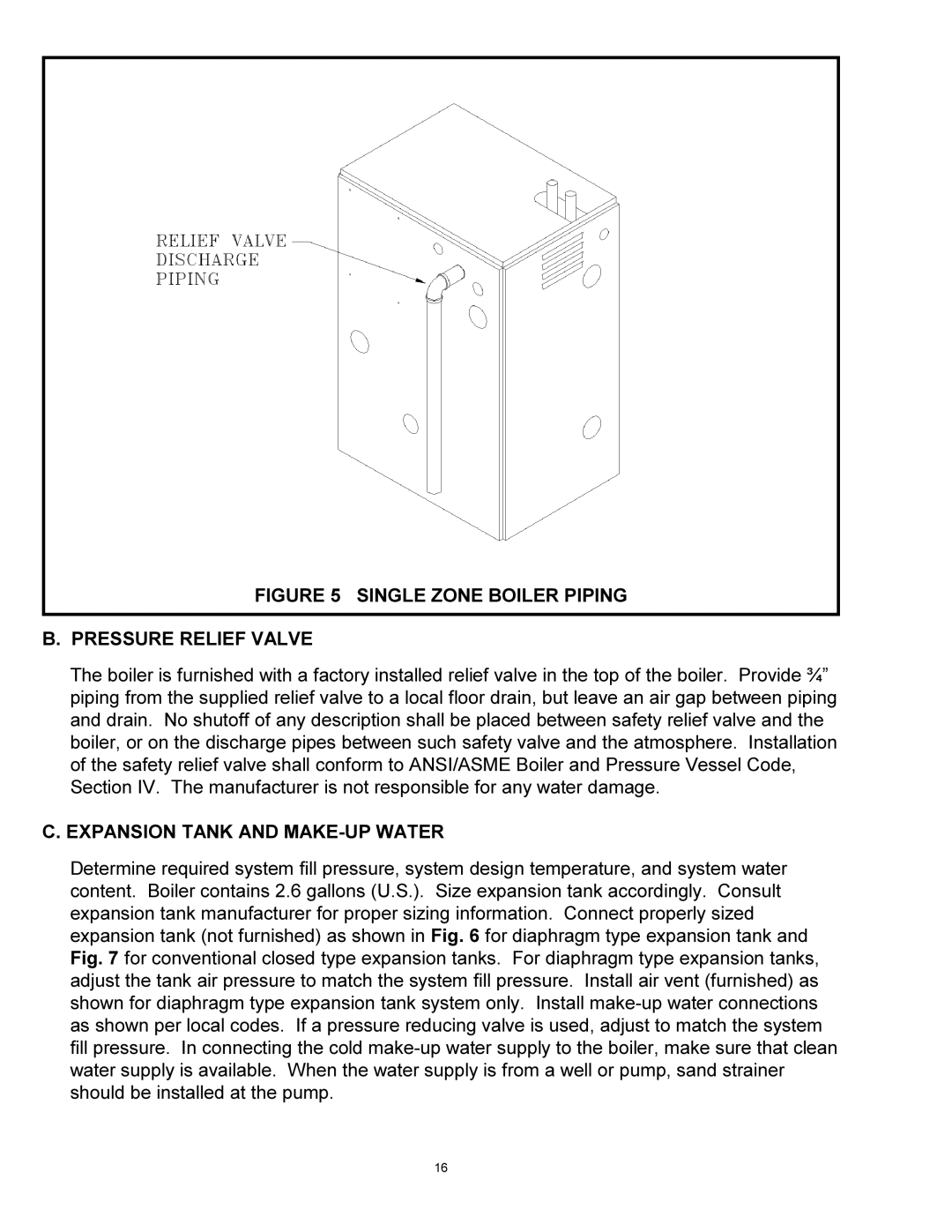 Quantum GAS-FIRED BOILERS Single Zone Boiler Piping Pressure Relief Valve, Expansion Tank and MAKE-UP Water 