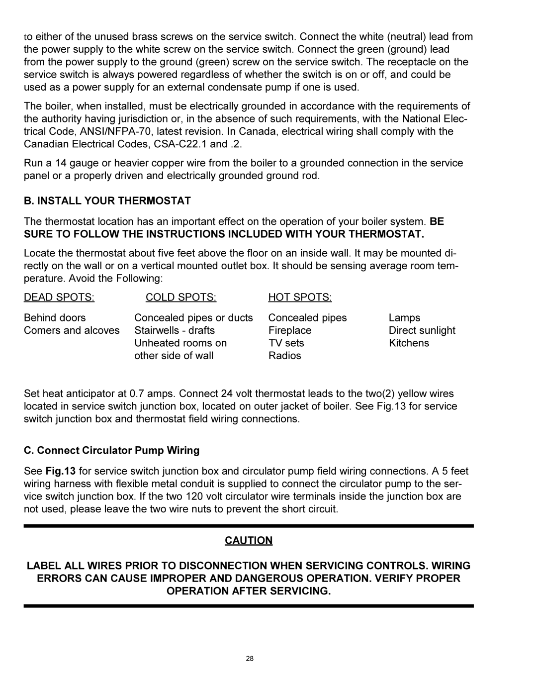 Quantum GAS-FIRED BOILERS installation instructions Install Your Thermostat, Dead Spots Cold Spots HOT Spots 