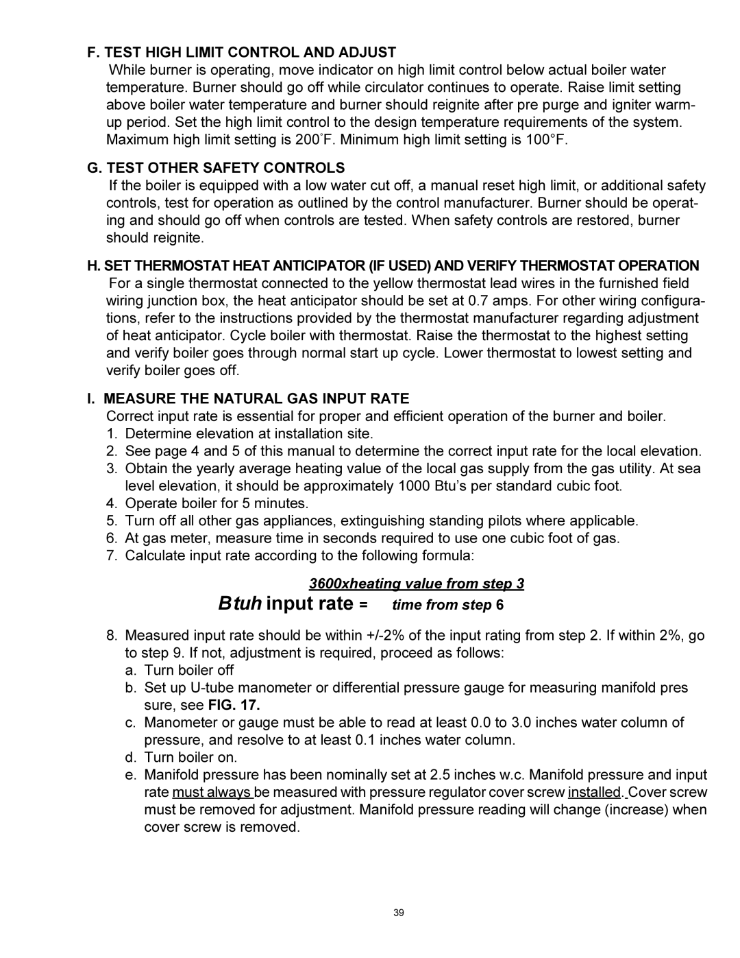 Quantum GAS-FIRED BOILERS installation instructions Test High Limit Control and Adjust, Test Other Safety Controls 